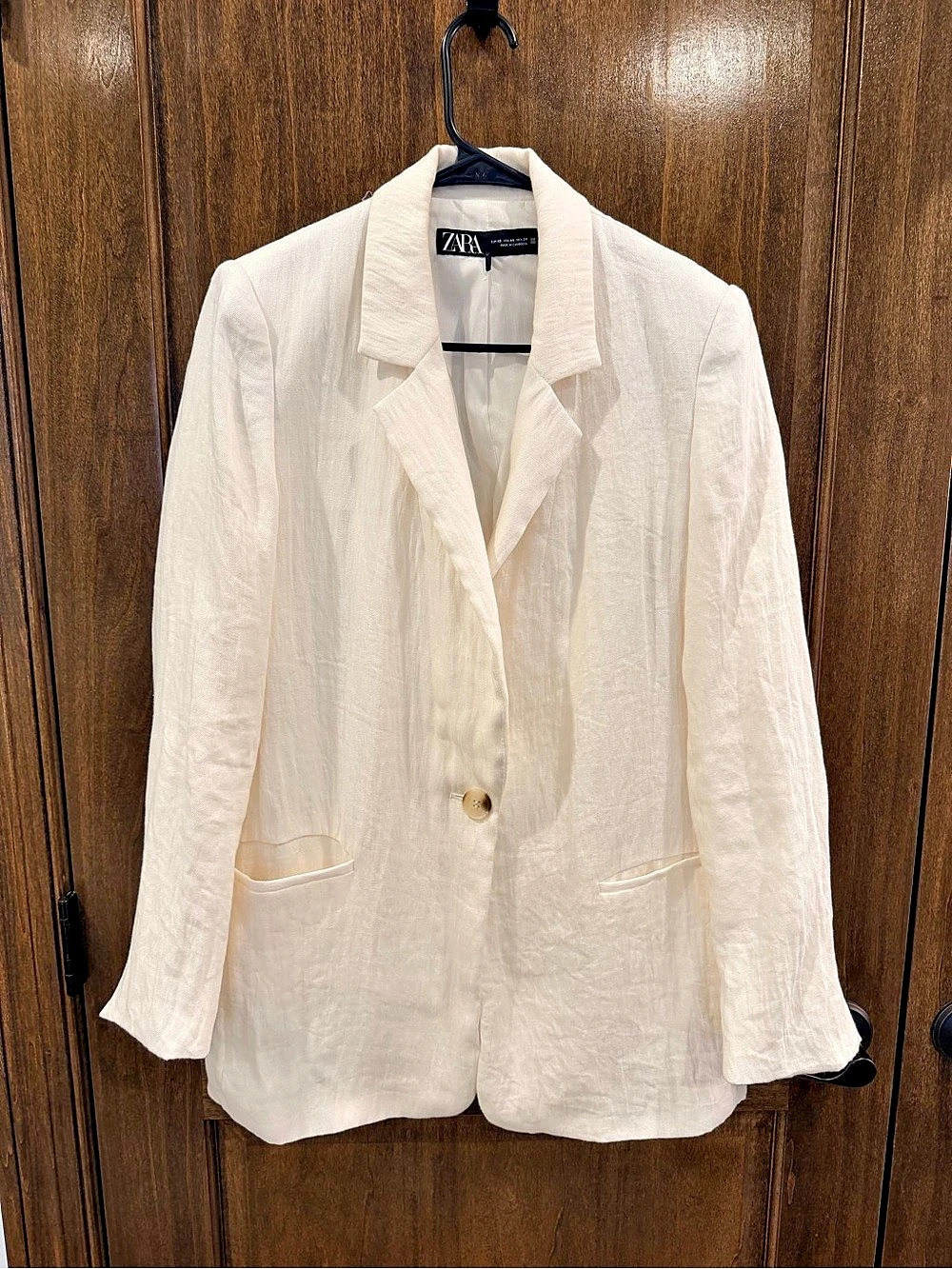 Zara Linen Blend Blazer in White Size XS Like New